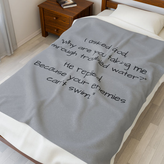Inspirational Quote Velveteen Plush Blanket